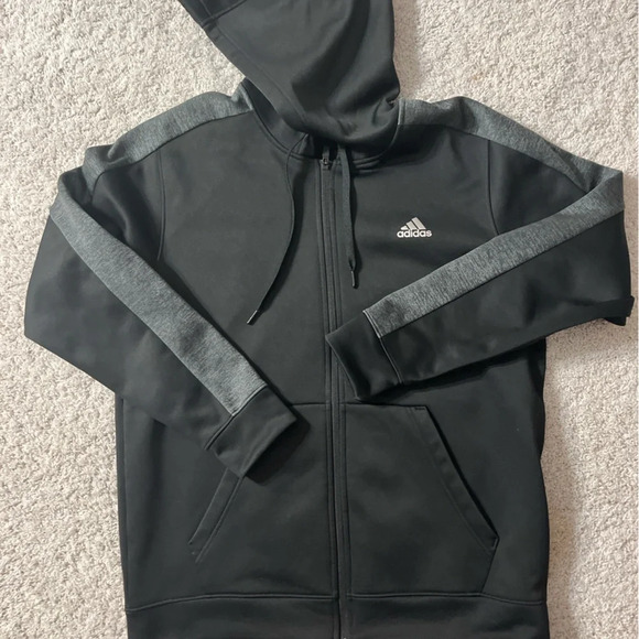 Adidas Climawarm mens warm athletic hoodie zip up black gray size Large - Picture 8 of 9